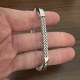 14k White Gold 17g Popcorn Link Flexible 6mm Bangle Italy 7"