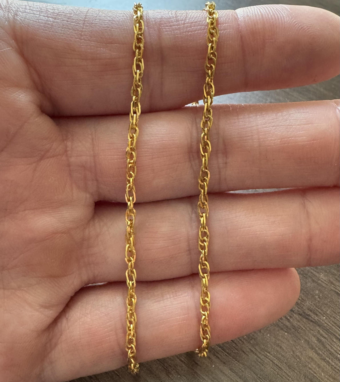 24k Pure Yellow Gold 10.2g Solid 2mm Fancy Interlocking Chain Necklace 19"