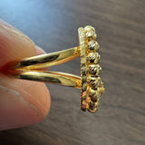 21k Yellow Gold 6.1g Ladies Diamond Cut Beaded Floral Ring Size 6