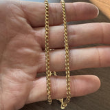 18k Yellow Gold 33.9g Solid Heavy 3mm Squared Franco Link Chain Necklace 22"