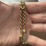 14k Yellow Gold 36.5g Ladies Vintage Lariat Tassel Rope Necklace 23"