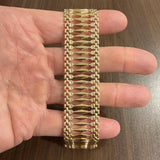 14k Yellow Gold 26.8g Vintage Wide 25mm Fancy Link Bracelet Italy 7"