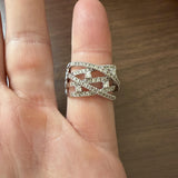 14k White Gold and 0.85cttw Diamond Crossover Band Ring Size 7.25