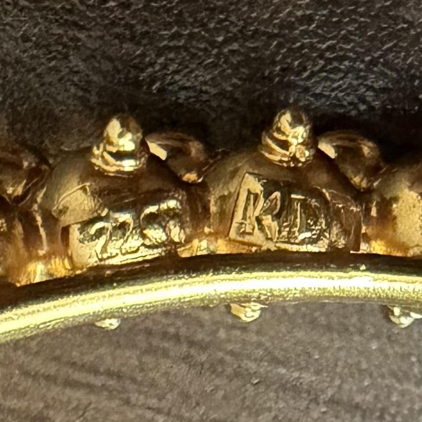 22k Yellow Gold and Ruby 16g Solid Beaded Bangle Bracelet 7.25"