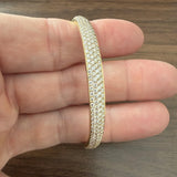 18k Yellow Gold 2.55cttw Pave Set Diamond Solid Heavy Bangle Bracelet 6.5"
