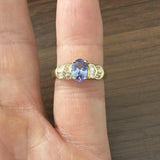 14k Yellow Gold Tanzanite and Baguette Diamond Ring Size 7