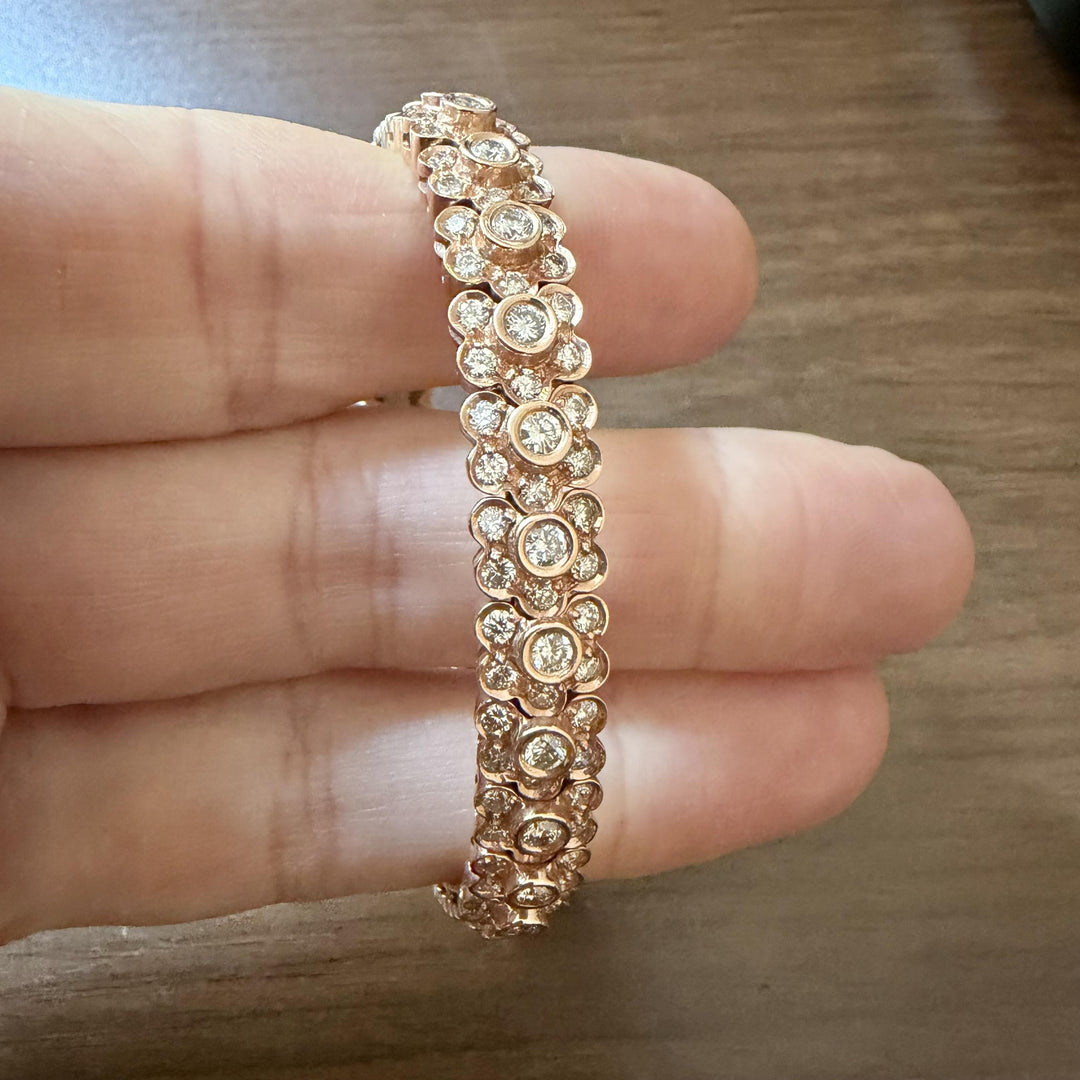 Sonia B 14k Rose Gold and 3cttw Diamond Heavy 38.2g Flex Bangle Bracelet 7"