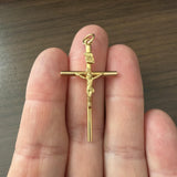 19k Portuguese Yellow Gold 5.8g Vintage Cross Crucifix Pendant 2"
