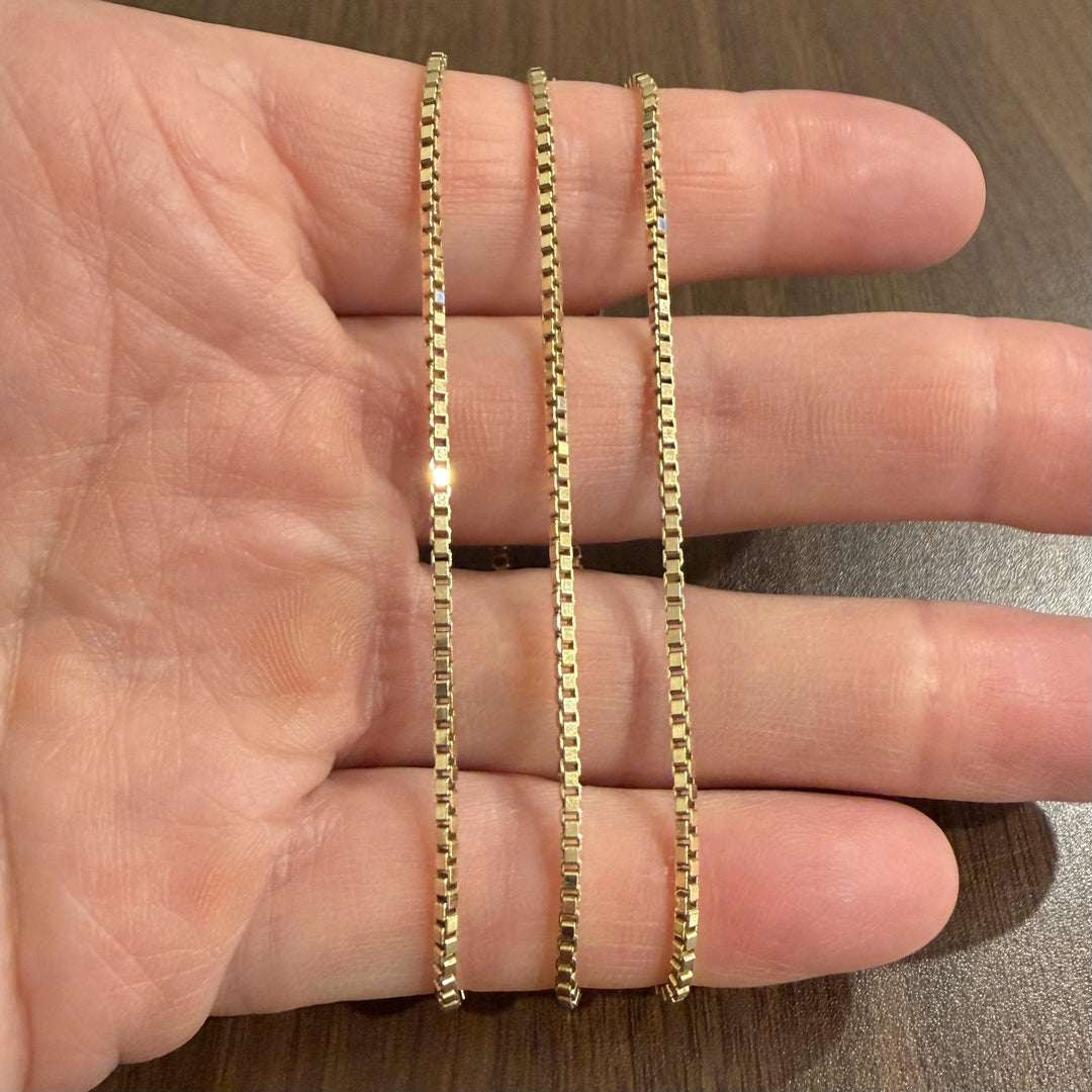 14k Yellow Gold 12.8g Solid 1.8mm Box Link Chain Necklace 24"