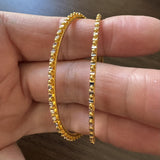 Pair of 22k Gold Solid 23.9g Two Tone Fancy Beaded Bangle Bracelets 7.25"