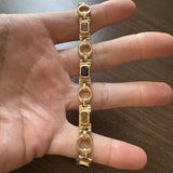 14k Yellow Gold 19g Ladies Vintage Multi Gemstone Link Bracelet 7.25"
