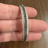 14k White Gold 2cttw Black and White Diamond Solid Bangle Bracelet 7"