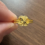 24k Pure Yellow Gold 4g Diamond Cut Fancy Ladies Ring Size 6.25