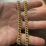 14k Yellow Gold 37g Semi Solid Polished 7.5mm Cuban Link Chain Necklace 24"