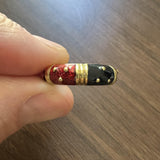 18k Yellow Gold and Enamel 6.7g Ladies Band Ring Size 6