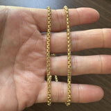 14k Yellow Gold 13.6g Semi Solid 3.5mm Box Link Chain Necklace Turkey 22"