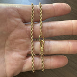 14k Yellow Gold 16.6g Solid Vintage 3mm Rope Chain Necklace 17"