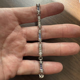 14k White Gold Tanzanite and Diamond 19.8g Bar Link Bracelet 7"