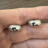 14k White Gold and Bezel Set Diamond Solid Small Huggie Earrings