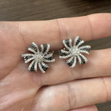 14k White Gold and 1.5cttw White and Black Diamond Floral Earrings