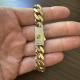 14k Yellow Gold 20g Semi Solid Cuban Link Bracelet CZ Clasp 8.5"