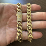 14k Yellow Gold 38.9g Semi Solid Cuban Link CZ Clasp Chain Necklace 20"