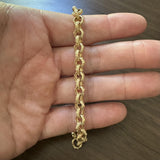 14k Yellow Gold 17.4g Solid Vintage Textured Rolo Link Bracelet 7"