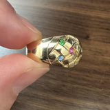 LeVian 14k Yellow Gold and Multi Gemstone Basket Weave Ring Size 6.75
