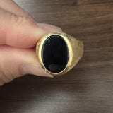 14k Yellow Gold and Inlay Black Onyx Men's Signet Ring Size 11