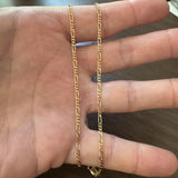 18k Yellow Gold 6.7g Solid Thin 2mm Figaro Link Chain Necklace Israel 24"