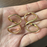 18k Yellow Gold 5.5g Figure 8 Infinity Greek Key Earrings Italy 1.5"