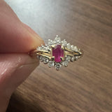 14k Yellow Gold Ruby and Diamond Ladies Vintage Ring Size 8