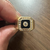 14k Yellow Gold 12.2g Onyx and 0.50cttw Diamond Ring Size 9