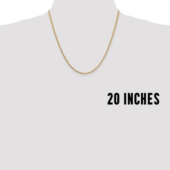 Brand New 14k Yellow Gold Solid 2mm Box Link Chain Necklace (Choose Length)
