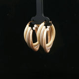 18k Yellow White and Rose Gold 7.8g Textured Twisted Hoop Earrings Italy 1.25"