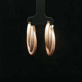 18k Yellow White and Rose Gold 7.8g Textured Twisted Hoop Earrings Italy 1.25"