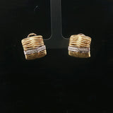 18k Yellow and White Gold 17.8g Heavy Diamond Huggie Earrings