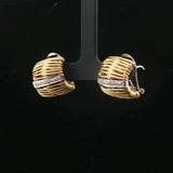 18k Yellow and White Gold 17.8g Heavy Diamond Huggie Earrings