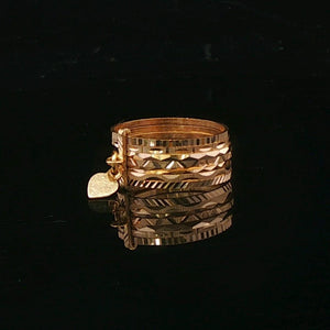 19k Yellow Gold 3.9g Ladies Diamond Cut Seven Band Ring Size 6.5
