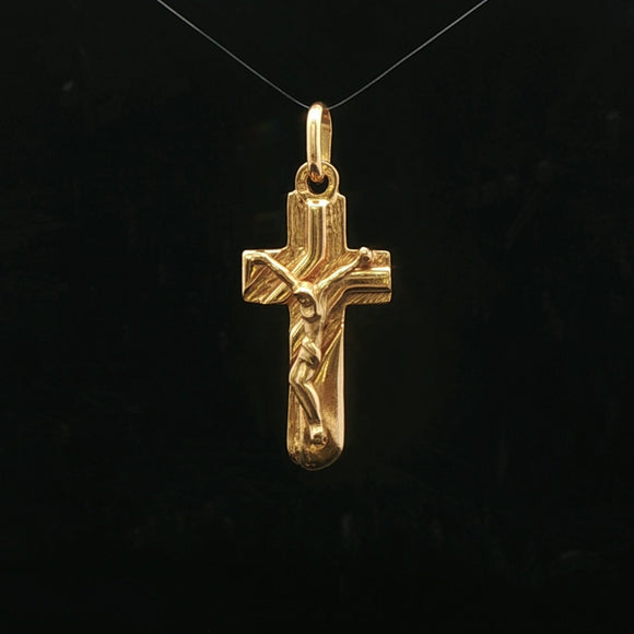 19k Portuguese Yellow Gold 7g Vintage Cross Crucifix Pendant 1.75