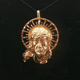 19k Yellow Gold 15.2g Solid Heavy Jesus Head Pendant 2"