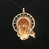 19k Yellow Gold 15.2g Solid Heavy Jesus Head Pendant 2"