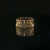 18k Tri Tone Gold 8.2g Articulated Link Band Ring Italy Size 7.5