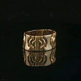 18k Tri Tone Gold 8.2g Articulated Link Band Ring Italy Size 7.5