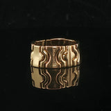 18k Tri Tone Gold 8.2g Articulated Link Band Ring Italy Size 7.5