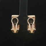 14k Yellow Gold Red Garnet and Diamond Vintage Huggie Earrings