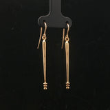 18k Yellow Gold 3.3g Long Dangle Bar Earrings 1.75"