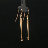 18k Yellow Gold 3.3g Long Dangle Bar Earrings 1.75"