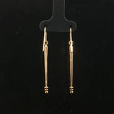 18k Yellow Gold 3.3g Long Dangle Bar Earrings 1.75"