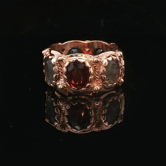 14k Yellow Gold 14.2g Solid Multi Gemstone Band Ring Size 6.25